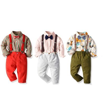 China Child Formal Shirts and Suspenders Clothes Fashion 3 Year Old Boys Outfit Baby Boy Dress for sale