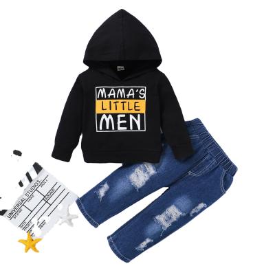 China Drop Sale Baby Boy Clothing Set Letter Print Hoodie + Casual Hot Boys Jeans Suit 2pcs For Kids 1-4 Years Old for sale