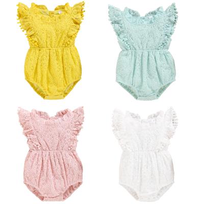 China Baby Rompers 2020 New Design Cotton Girl Summer Clothes Lace Up Newborn Baby Bubble Ruffled Rompers for sale