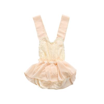 China Photography Halter Floral Embroidered Babies' Backless Rompers Spandex/Cotton Lace Solid Infant Tutu Clothes for sale