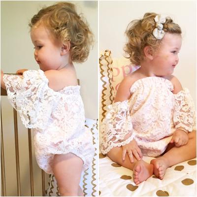 China 95% Cotton 5% Cotton Organic Spandex Boutique Rompers Floating Sleeve Wholesale White Summer Babies Clothes for sale