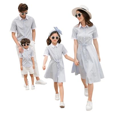 China Mother and Daughter Breathable Dad Cotton Son Clothes for Parent-child Matching Family Outfit Dress Shirt for sale