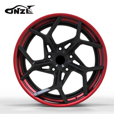 China 6061t6-aluminum alloy 24 Inches Passenger Car Wheels Red And Black Double Disc 6061t6-Aluminum Alloy Forged Car Wheel Hub for sale