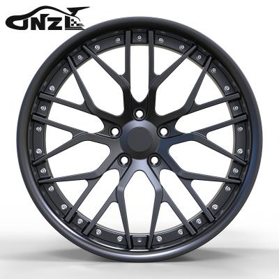 China 6061t6-aluminum alloy 17-24 Inches Sport Auto Part 5 Holes Forged Wheel Hub Matte Black Double Disc Forged Wheels Rims for sale