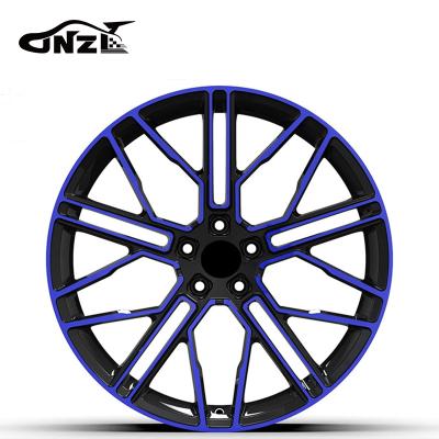 China 6061t6-aluminum alloy Customization Blue Face Wheel Parts Accessories Modified Model 6x139.7 Passenger Car Monoblock Forged Wheels for sale