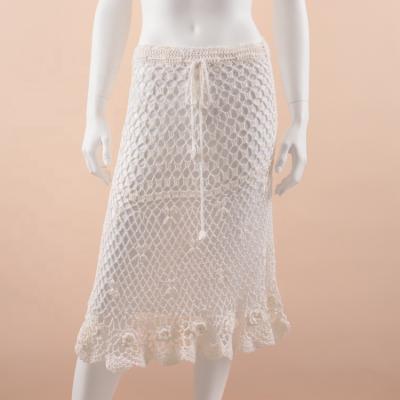 China Fashion Beach Front Mesh Style Breathable Handmade Crochet Cover Up Skirt Long Skirt for sale