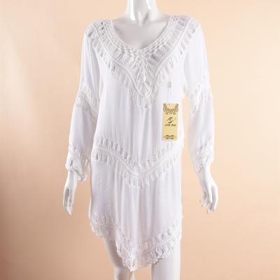 China Hot Sale A8200 2019 Anti-UV V-Neck Cover Up Beach Dress Bamboo Bohemian Beach Dress For Swimming for sale