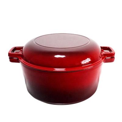 China Wholesale Amazon Sustainable Solution Multi Cooker 2 In 1 Double Dutch Cast Iron Oven for sale