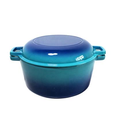 China Sustainable 2 In 1 Combo Cooker Enameled Cast Iron Double Dutch Oven With Skillet Lid for sale