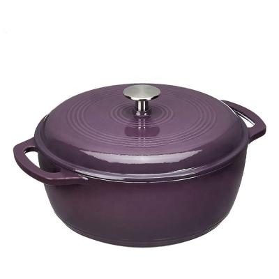 China Durable Multifunctional Enamel Oven Matte Purple Cast Iron Dutch Kitchen Casserole for sale