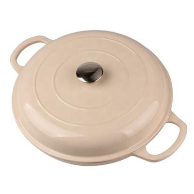 China Factory Manufacturers Cookware 30CM Enameled Cast Iron Casserole Sustainable Shallow Casserole Seafood Pot With Cover for sale