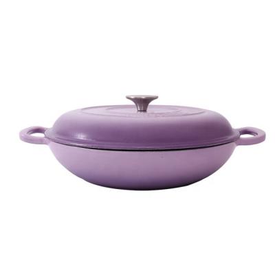 China Sustainable Hot Selling Amazon 12 Inch Enameled Cast Iron Casserole Dish Large Insulated Shallow Round Pot for sale