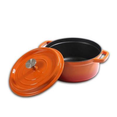 China Moq Sustainable Enamel Low Cooking Cooking Round Cast Iron Enameled Cast Iron Casserole With Lid for sale