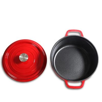 China Low MOQ Gradient Enamel Flat Cast Iron Casserole Sustainable With Two Handles for sale