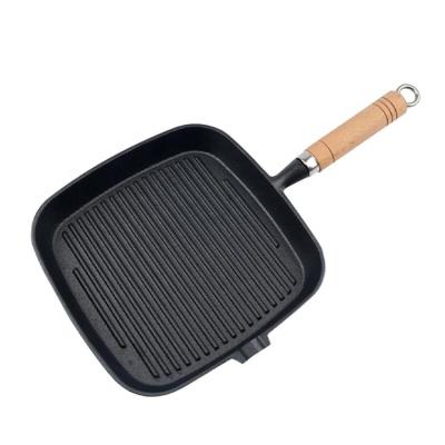 China General Use for Gas and Induction Cooker Cast Iron Square Steak Frying Pan Barbecue Outdoor Cooking BBQ Grill Frying Pan Metal Cast Iron Square Grill Pre-Seasoned Pan for sale