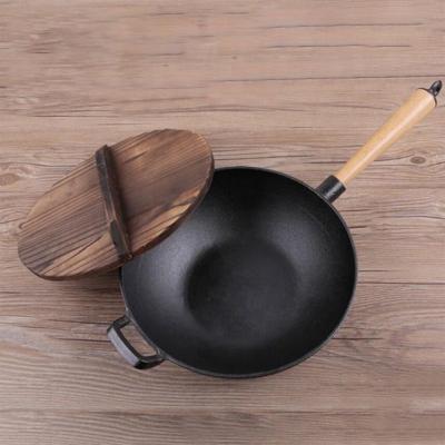 China Sustainable Pre-Seasoned Cast Iron Wok for sale