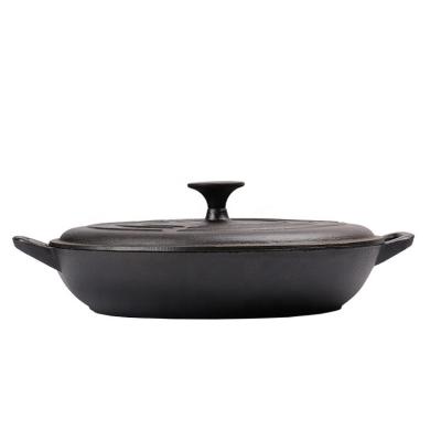 China Pre-Seasoned Shallow Cast Iron Thickened Cast Iron Round Casserole Sustainable Customized Casserole for sale