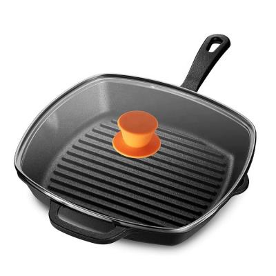 China Viable Hot Sale Cast Iron Cookware Pre-Seasoned Grill Pan Square Steak Frying Pan For Sale for sale