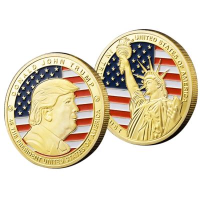 China American FS-Craft Custom Souvenir Metal Double Sided US Flag Trump Pendant Liberty Gold Coin for sale