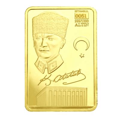 China Europe FS-Craft Souvenir Turkey Advertising 24k Gold Plated Beauty Bar Turkey Gold Bullion Bar for sale