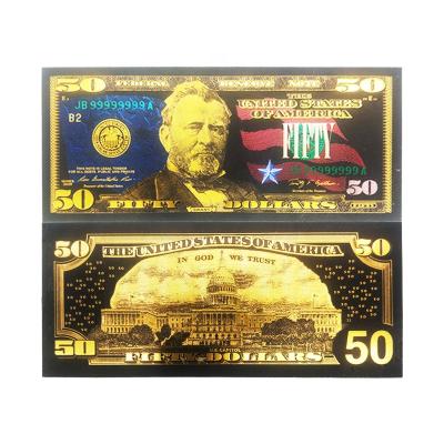 China Shu Hot Sale Souvenir Bill Art Craft Black Gold Foil Europe Fan Prop Film Silver United States Dollar for sale