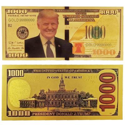 China Europe FS-Loom PET Material USA Gambling Donald Trump 1000 Waterproof Flexible Aluminum Foil Banknote for sale