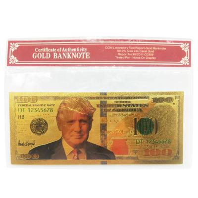 China 2020 President Foil Money Dollar America FS-Craft Banknote Europe With PVC Bag Gold Trump Bills for sale