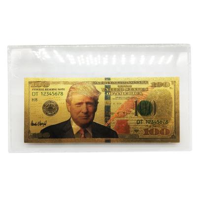 China USA Donald Trump Bill Souvenir Gold Europe FS-Craft 2020 Foil In Hard PVC Bag Business Gift for sale