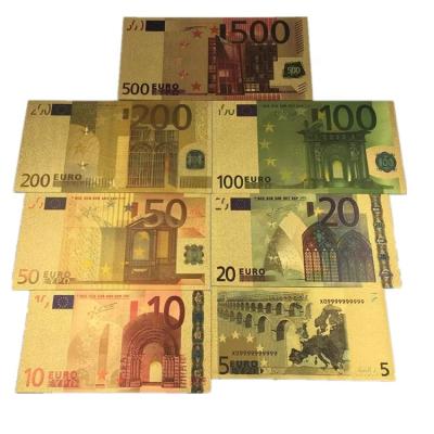 China Europe FS-Craft For Souvenir Custom One Whole Set 7 Pieces Color Printed Euro Banknote Foil for sale