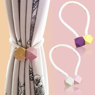 China Hot Selling 1Pair Curtain Rubik's Loop Ball Magnetic Curtain Tieback In Amazon Minimalist Accessories Wholesale Cheap Decoration Double Color for sale