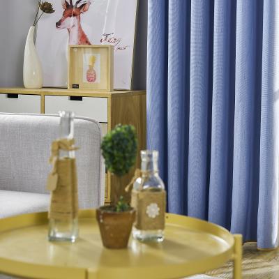 China Cheap Ready Made Blackout Amazon Supplier Polyester Striped Modern Yellow Blackout Linen Thermal Insulated Window Curtains Fabric for sale