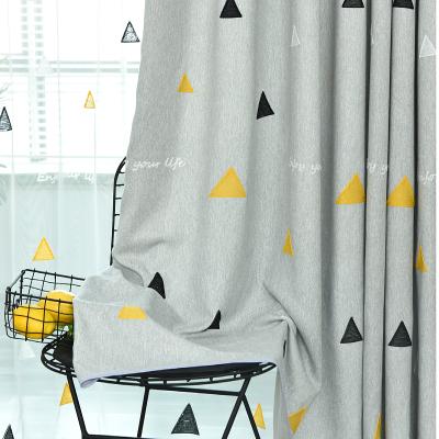 China Best Selling Modern Gray Blackout Geometric Embroidery Curtain Blackout Supplier Ready Made Velvet Fabric For Bedroom for sale