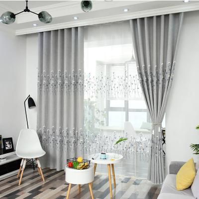 China Ready Made Insulated Blackout Supplier Blackout Embroidery Kapok Flowers Snow Wool Window Curtain Fabric For Living Room And Bedroom for sale