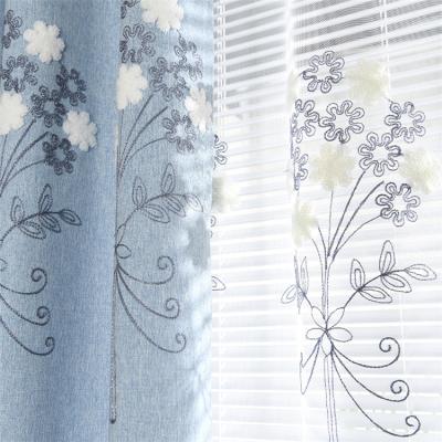 China Best Selling Blackout Energy Saving Insulated Fashionable Linen Modern Luxury Embroidery Pastoral Floral Curtain for sale