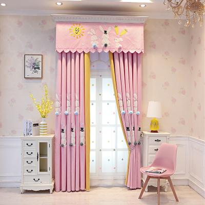 China Best Selling Ready Made Blackout Supplier Blackout Canvas Embroidery Rabbit Window Curtain Insulated Fabric For Living Room for sale