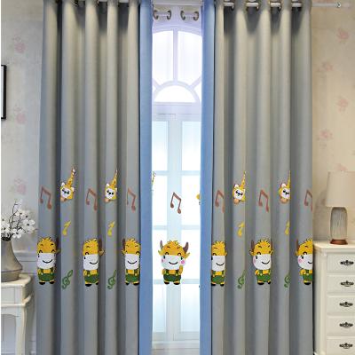 China Best Selling Ready Made Blackout Supplier Blackout Canvas Embroidery Cattle Window Curtain Insulated Fabric Small For Living Room for sale