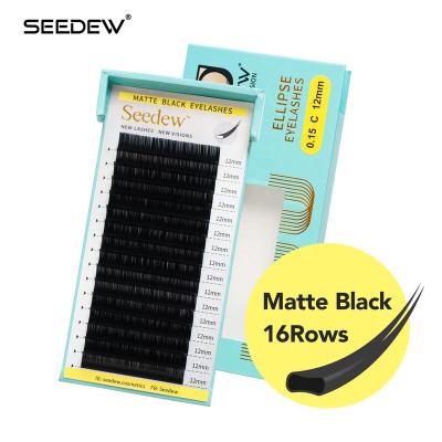 China Natural Long SEEDEW 16lines Split Tips Flat Ellipse Lashes Super Soft Natural High Quality Synthetic Black Mink Matte Private Label Wholesale for sale