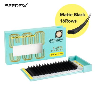 China Natural Long Ellipse Lashes Split Flat Mink Matte Soft High Quality Faux Black Different Tips Synthetic Lashes For Professionals for sale