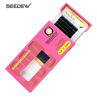 China SEEDEW Natural Wholesale Private Label Long Silk Extensions 0.05/0.07/0.15 Mixed Classic Eyelash Extension Different Lash Tray Wick for sale