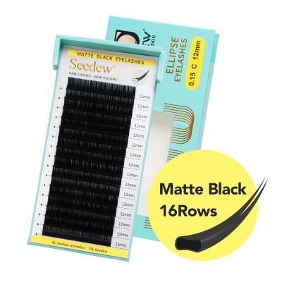 China SEEDEW Long Ellipse Eyelashes 16rows Volume Matte Individual Lashes Private Label Wholesale Natural Black Eyelash Extensions for sale