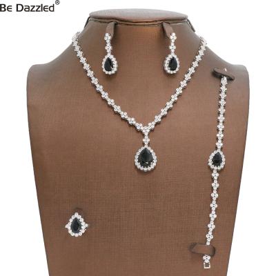 China FASHIONABLE Dubai D.C.A Chain Bridal Bridal Pendant Zircon With Black Stone Wedding Accessories Turkish Necklace Fashion Jewelry Set for sale