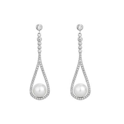 China 2022 Vintage New Arrival Fashion Genuine Female Jewelry 925 Sterling Silver White Freshwater Cultured Luxury Pearl Dangle Drop Earrings for sale