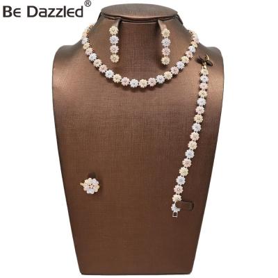 China FASHIONABLE Stunned 4 Pieces Customize Big CZ Stone Jewelry Sets And Chinese Gold Plated Women Accessories Fashion Jewelry Set Wholesale for sale