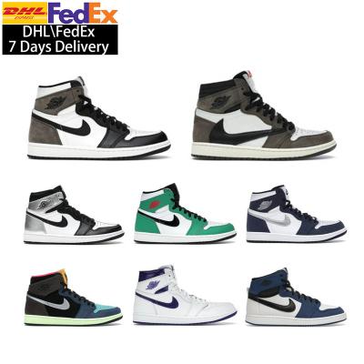 China Fashion \ Shoes Original Air Sneakers Comfortable \ Durable \ Breathable \ Trend High Quality Mens Jordans 1 Clear Low Fashion 1 Basketball Shoes Laser Blue Aj for sale