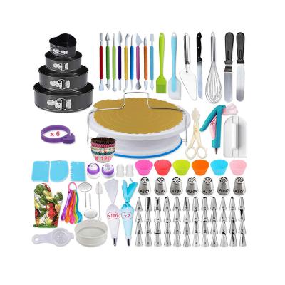 China 213 Viable Complete Baking Cake Decorating Kits with 2 Tube Bags and 55 Tips, Icing Bag and Turntable Tip, Cupcake Decorating Kit for sale