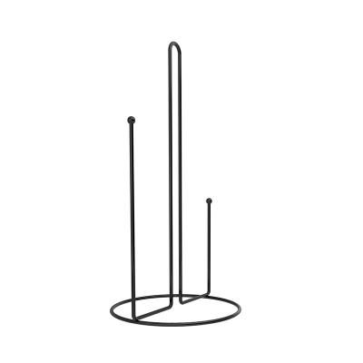 China Modern Portable And Stable Round Standing Kitchen Antirust Coated Wire Spray Paper Towel Holder for sale