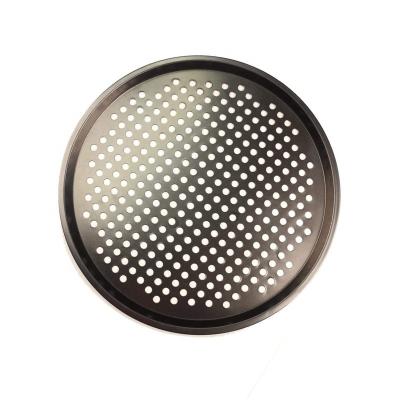 China Sustainable Home Restaurant Bakeware Popular Non-Stick Pizza Crisper 13 Inch Carbon Steel Pizza Tray for sale