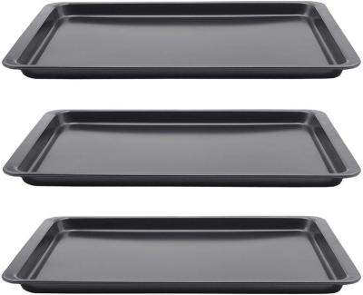 China Sustainable Household Kitchen Baking Nonstick Baking Tray Pan For Cake Heavy Duty 15/17/19 Inch Carbon Steel Tray Set for sale