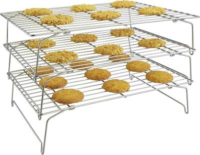 China Viable Home Wholesale Metal Wire Bread Bread Organizer 3 Tier Kitchen Cooling Rack for sale