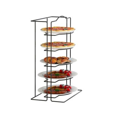 China Sustainable High Quality Kitchen Supplies Storage Black Finishing 5 Layer Retractable Pot Rack for sale